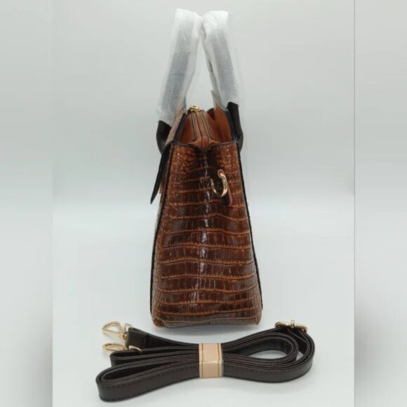 Crocodile Faux Leather Tote Crossbody/Shoulder Handbag - Picture 3 of 4